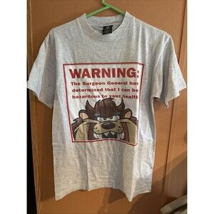 90s TAZ LOONEY TUNES SURGEON GENERAL WARNING T-Shirt Shirt M Warner Bros
